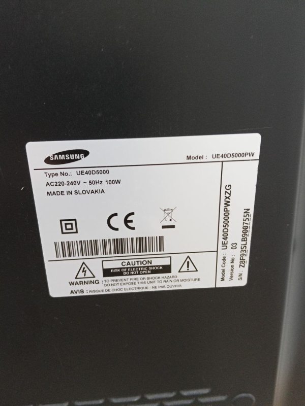ТБ Samsung UE40D5000 100W sn Z8F93SLB900755N