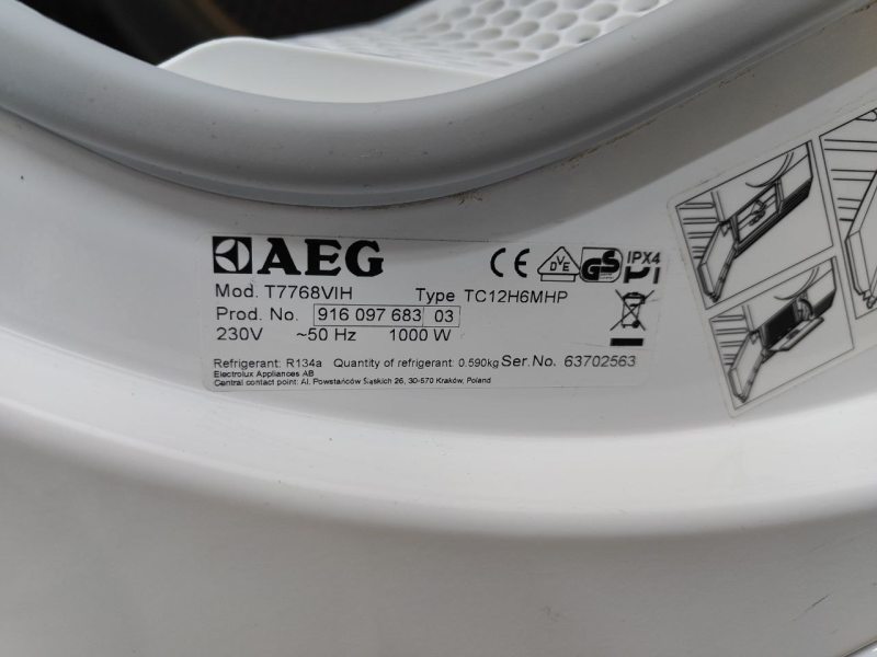 Сушильна машина AEG Lavatherm Protex Plus T7768VIH 1000W 8кг sn 63702563