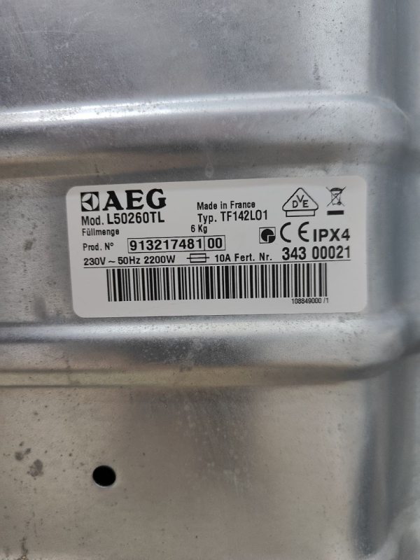 Пральна машина вертикальна AEG L50260TL 2200W 6кг sn 34300021