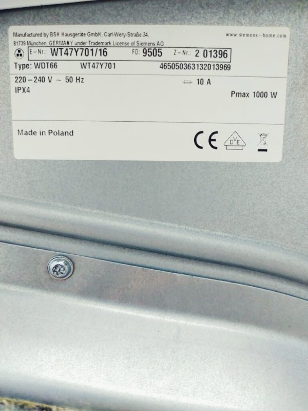 Сушильна машина Siemens IQ800 WT47Y701 16