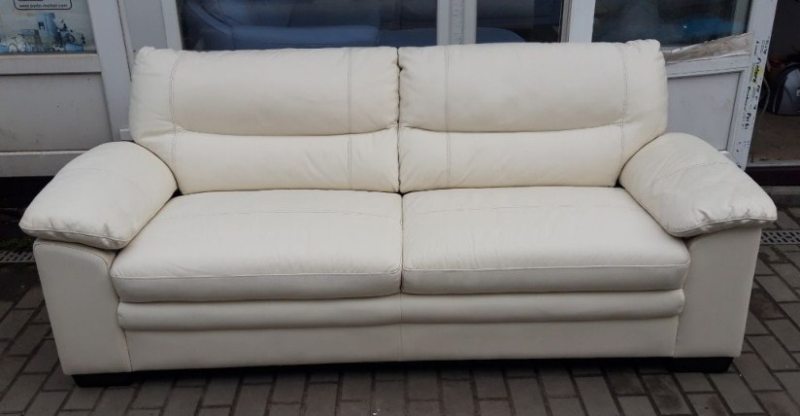 Комплект мебели два дивана тройка и двойка кожаный белый 20210417005