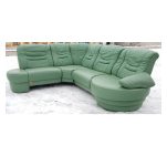 Угловой диван кожаный зелёный 2211221102