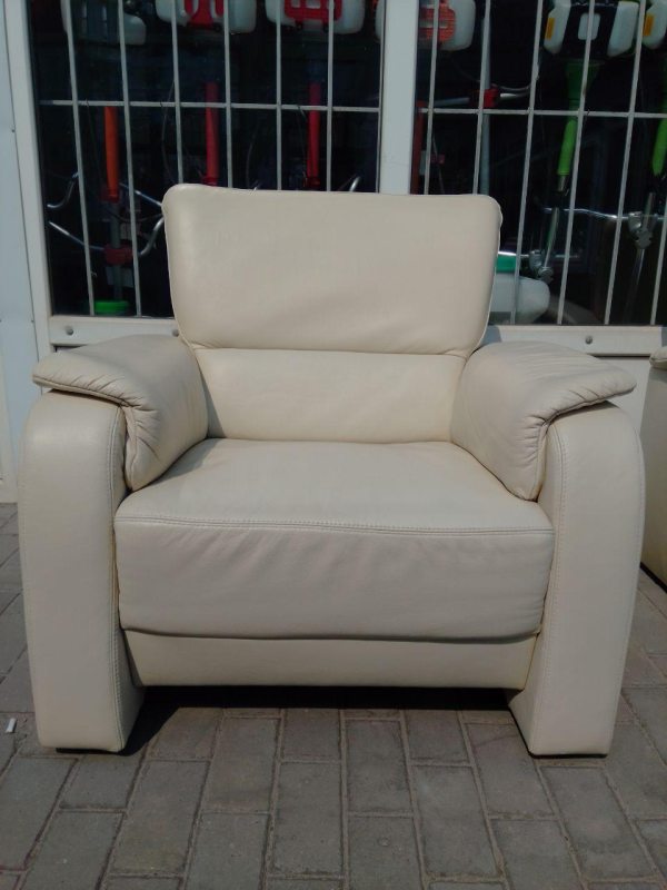 Комплект мебели 2 дивана + кресло кожаный белый  20200410003
