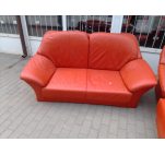Комплект диван кожа  3ка + 2ка +1 +пуф красный 20200410017