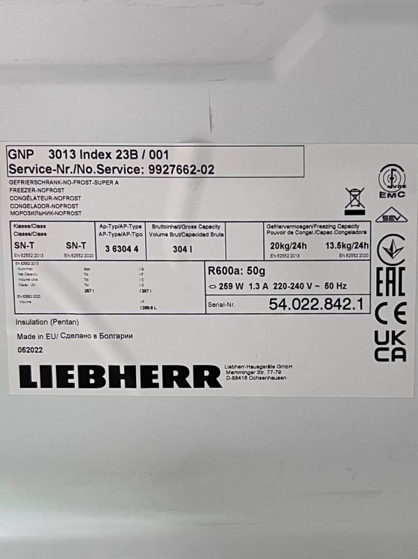 Морозильна камера Liebherr GNP 3013 Index 23B 001