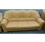 Комплект мебели диван и кресло кожаный желтый  20200410007