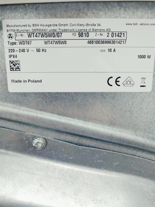 Сушильна машина Siemens IQ700 WT47W5W0 07