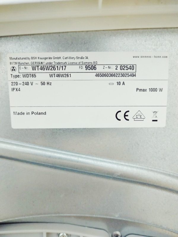 Сушильна машина Siemens IQ700 WT46W261 17
