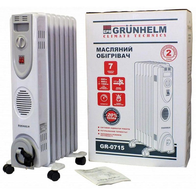 Обогреватель масляный Grunhelm GR-0715 1500W