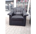 Комплект мебели уголок+кресло+пуфик кожаный черный 20200410019