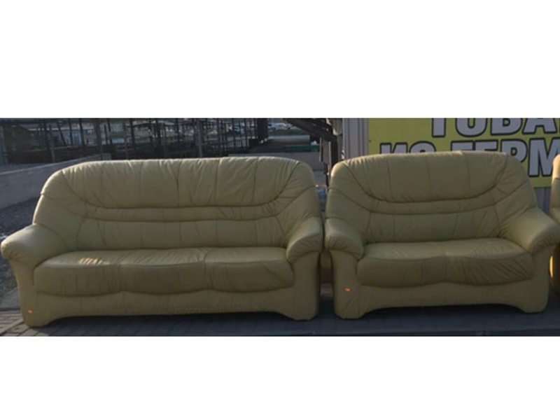 Комплект мебели два дивана тройка и двойка кожаный бежевый 20201210017