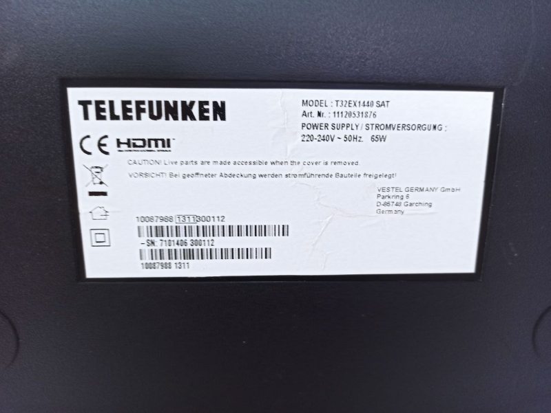 ТБ 32 Telefunken T32EX1440 SAT HD WiFi