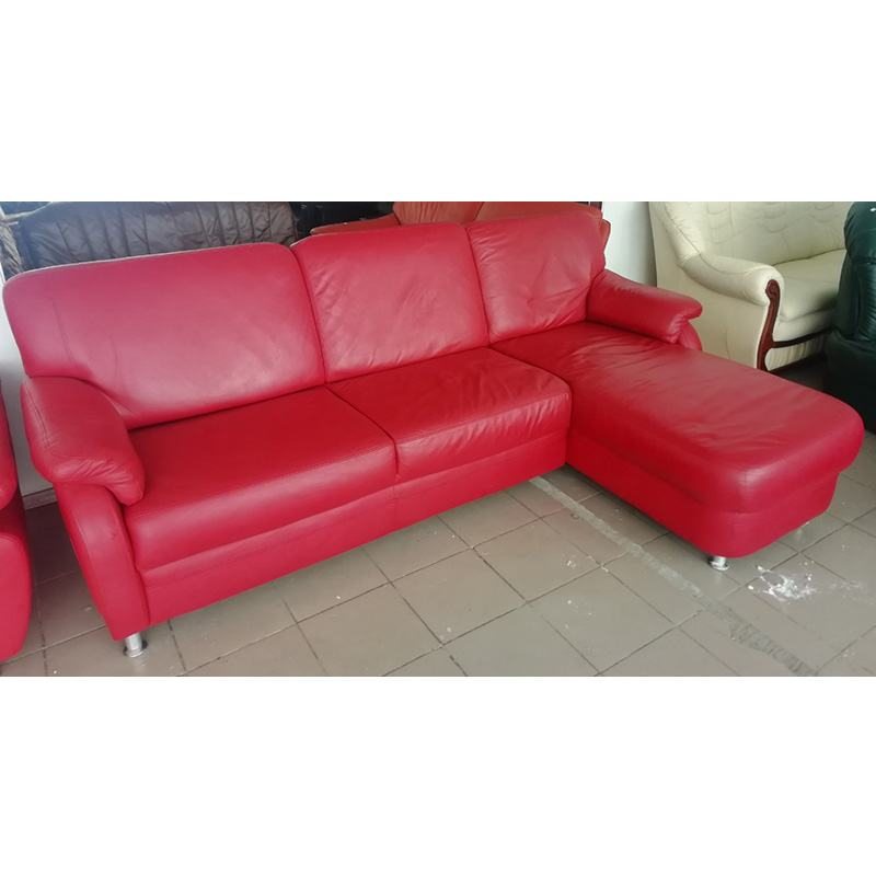 Угловой диван кожаный красный