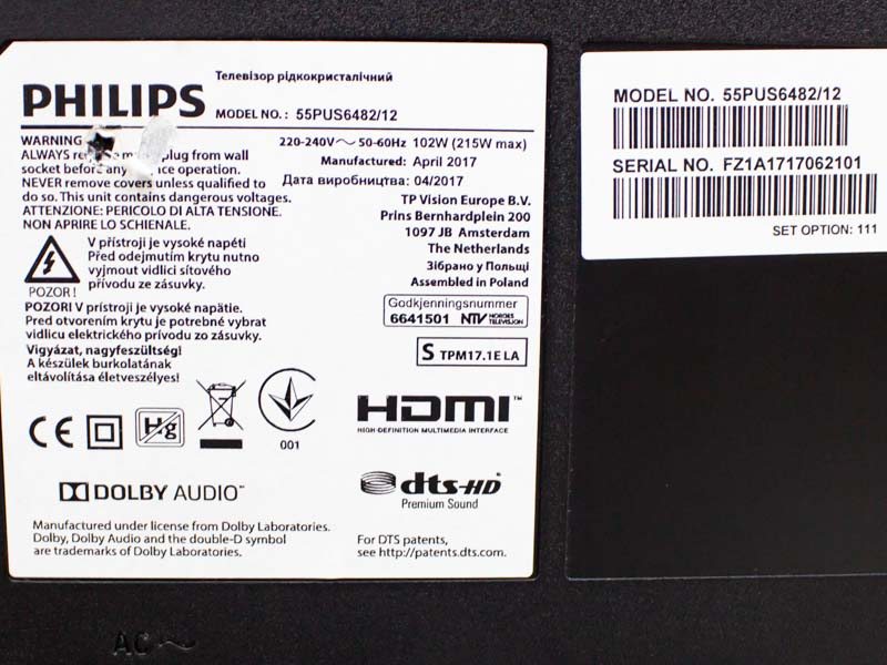 Телевізор 55 Philips 55pus6482 12 LED 4K SmartTV