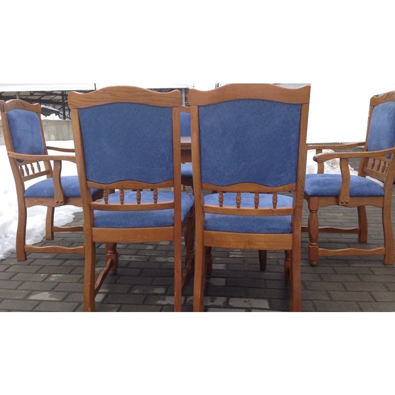 Набор Стол и 6 стульев синяя оббивка